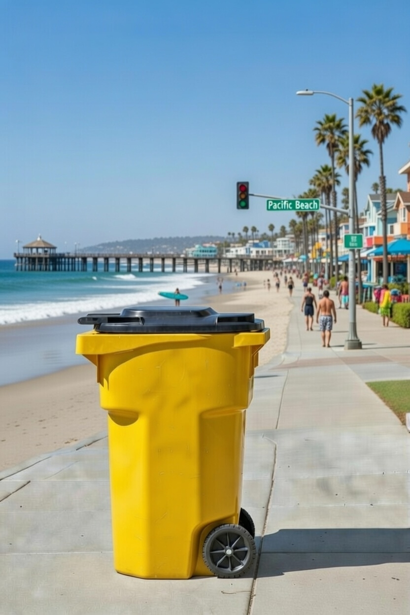 Clean, shiny residential trash bin after professional cleaning by San Diego Happy Bins