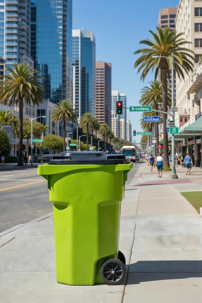 Clean, shiny residential trash bin after professional cleaning by San Diego Happy Bins
